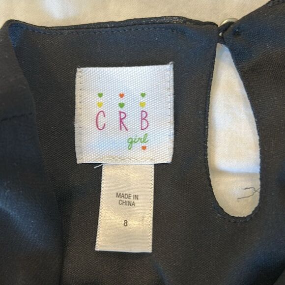 CRB Girl's Black Sleeveless Empire Waist Asymmetrical Tulip Dress w/3 Belts Sz 8 - Picture 3 of 7